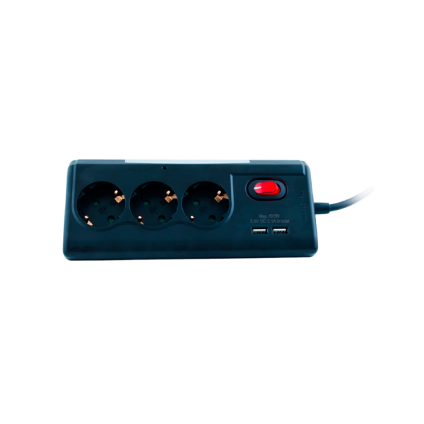 Сетевой фильтр Старт ZDV S 3р.С/З 16A 2USB с выкл. со шторкой 1.5м ПВС 3x1мм² (1/12)