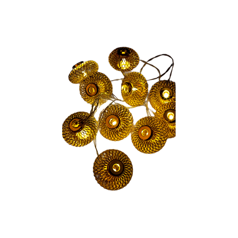Гирлянда Космос Фонарики золото 10LED 1,8+0,3м 5*3cm белый теплый (1/24)