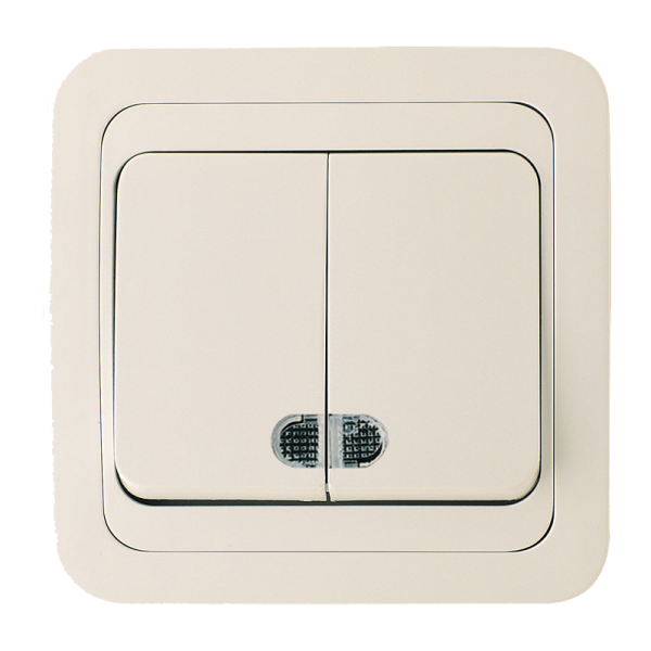 Выключатель Makel Light Mimoza 2-клав.10A пластик кремовый 25023 (1/12)