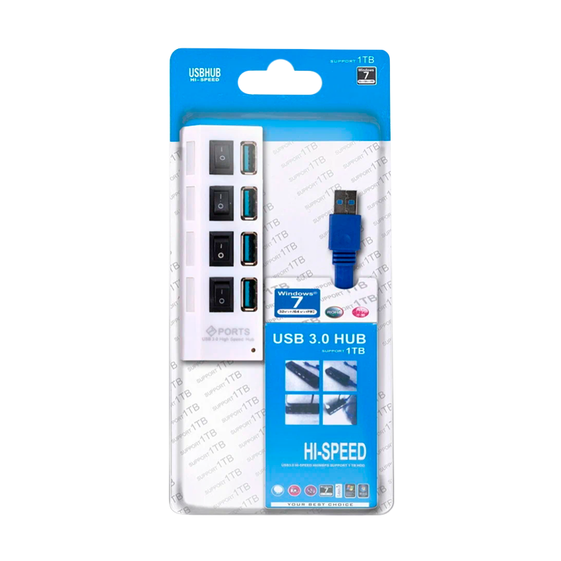 USB-Хаб Smartbuy 7304 4USB USB3.0 с выключателем белый