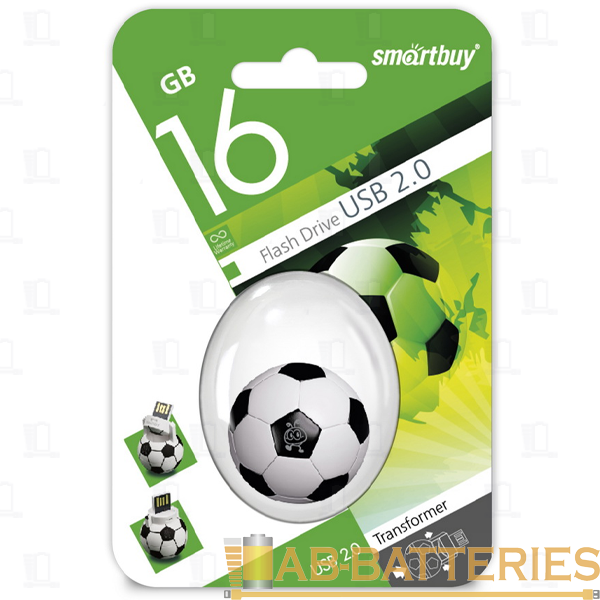 Флеш-накопитель Smartbuy Wild Футбольный мяч 16GB USB2.0 силикон белый