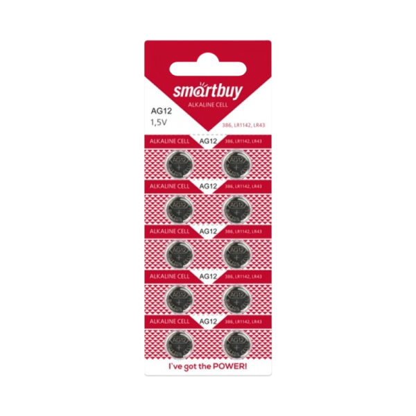 Батарейка Smartbuy G12/LR1142/LR43/386A/186 BL10 Alkaline 1.5V (10/200/2000)