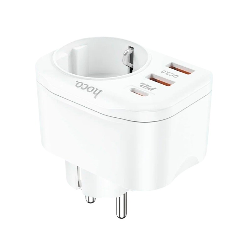 Разветвитель HOCO NS3 1р.С/З 16A 3USB белый (1/84)