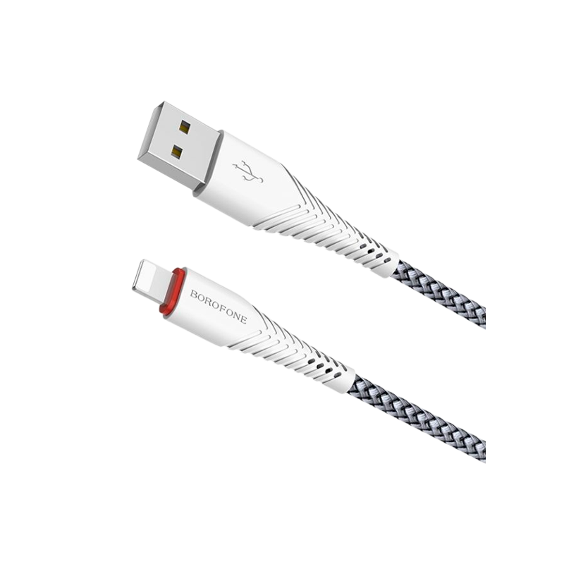 Кабель Borofone BX25 USB (m)-Lightning (m) 1.0м 2.4A нейлон белый (1/360)