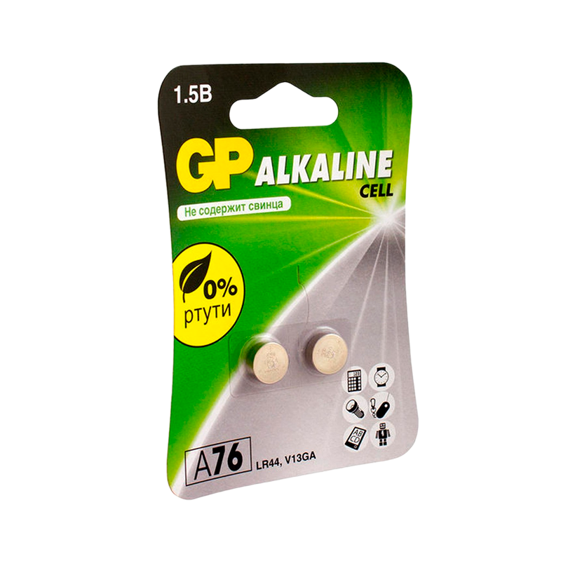 Батарейка GP G13/LR1154/LR44/357A/A76 BL2 Alkaline 1.5V (2/20/960)