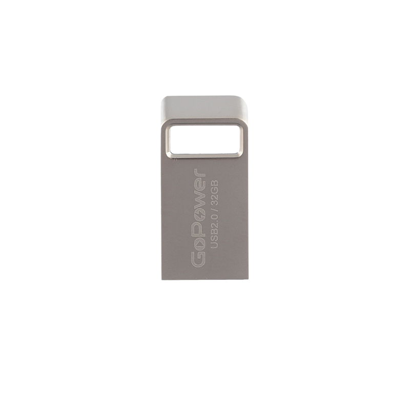 Флеш-накопитель GoPower MINI 32GB USB2.0 металл серебряный (1/50/1000)
