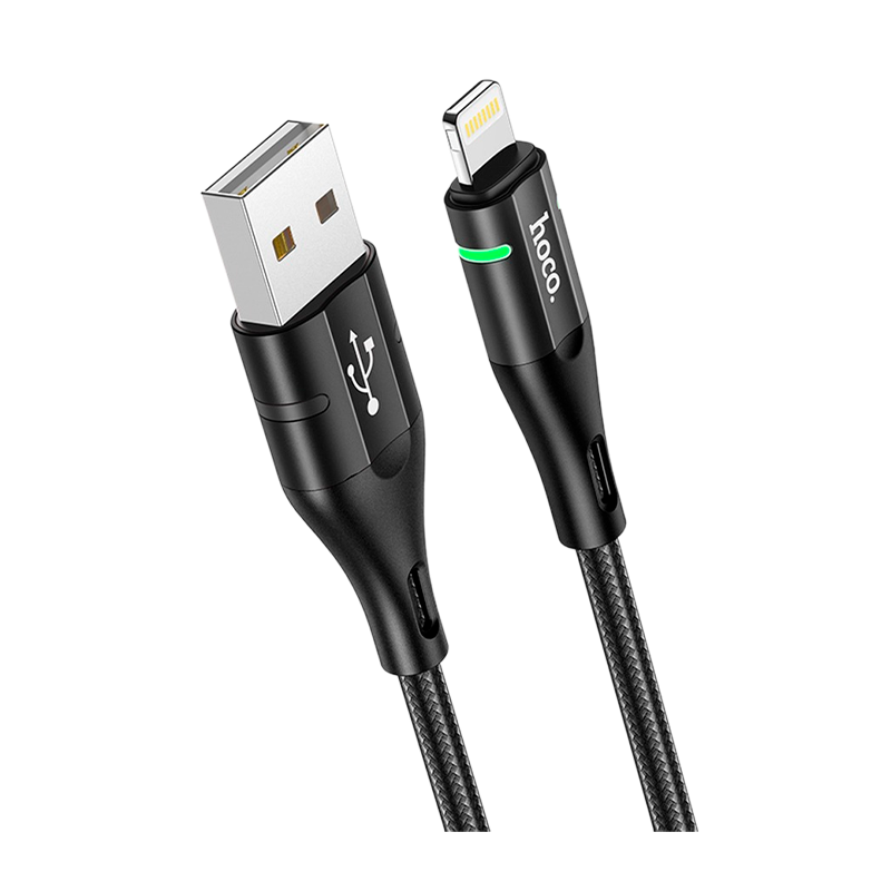 Кабель HOCO U93 USB (m)-Lightning (m) 1.2м 2.4A нейлон черный (1/22/220)