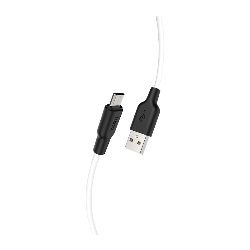 Кабель HOCO X21 Plus USB (m)-microUSB (m) 2.0м 2.4A силикон черный белый (1/28/168)