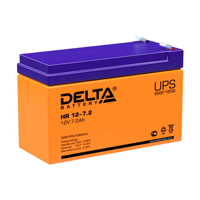 Аккумулятор свинцово-кислотный Delta HR 12-7.2 12V 7.2Ah (1/5)