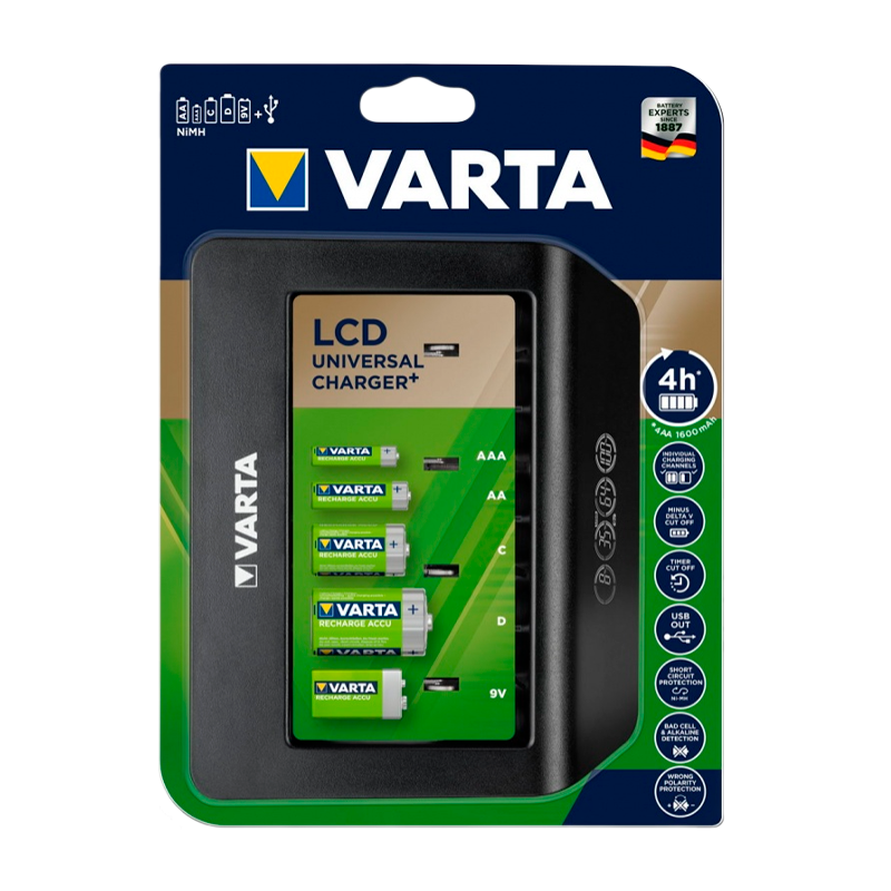 З/У для аккумуляторов Varta LCD Universal Charger (57678) AA/AAA/Крона/C/D 4 слота