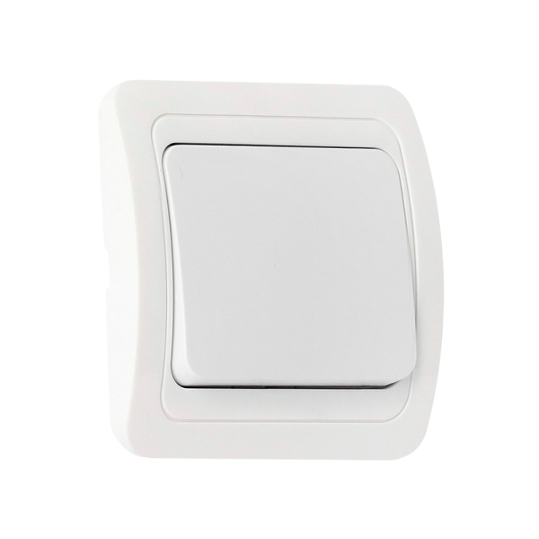 Выключатель Smartbuy 1-клавишный 10А белый, керамика "Марс"