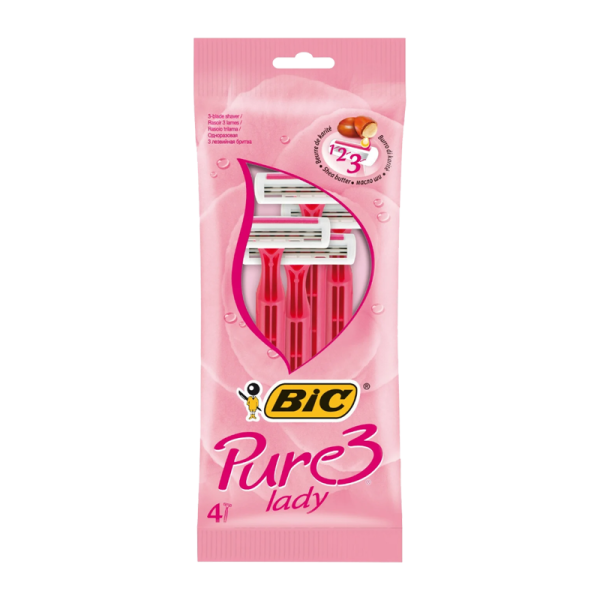 Бритва BIC "Pure 3 Lady" 3 лезвия пластиковая ручка 4шт. (1/10)