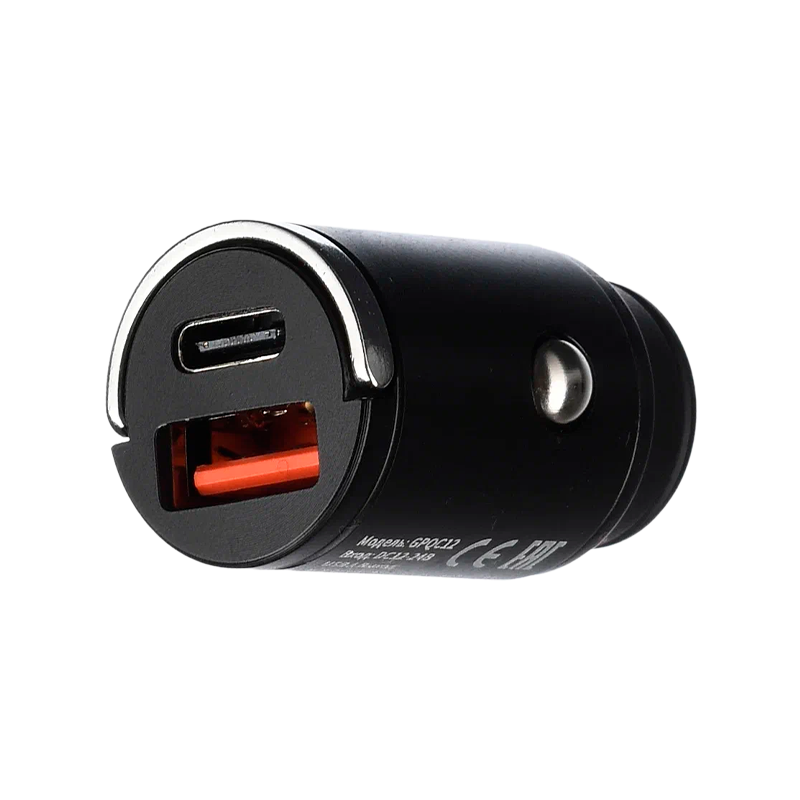 *Автомобильное З/У GoPower GPQC12 1USB+1Type-C 22.5W Mini черный (1/100)