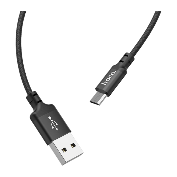 Кабель HOCO X14 USB (m)-microUSB (m) 2.0м 1.7A нейлон черный (1/33/330)