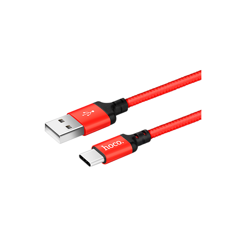 Кабель HOCO X14 USB (m)-Type-C (m) 1.0м 2.0A нейлон красный черный (1/33/330)