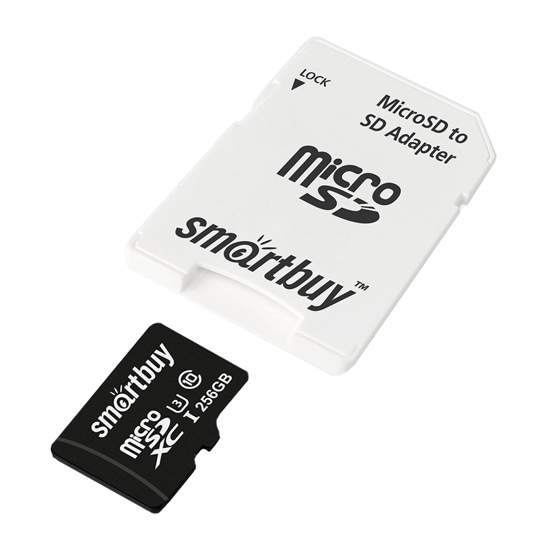 Карта памяти microSD Smartbuy 256GB Class10 UHS-I (U1) 85 МБ/сек с адаптером