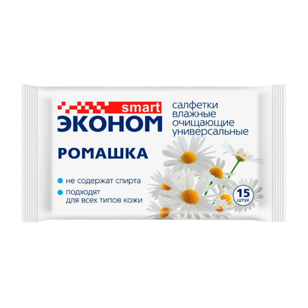 Салфетка SMART Авангард для рук ромашка 15шт. (1/12/108)