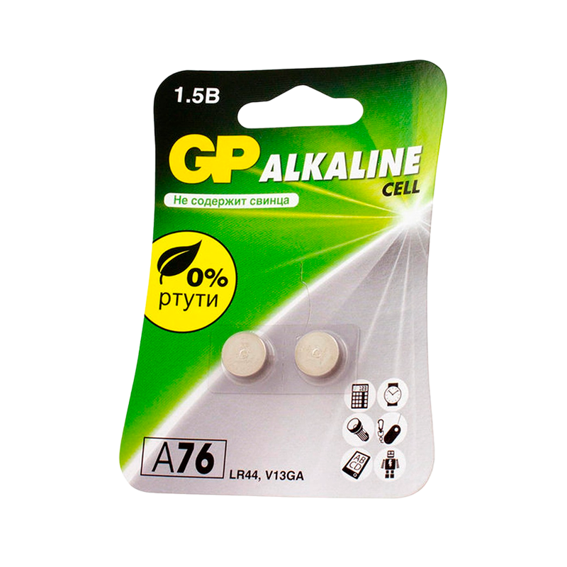 Батарейка GP G13/LR1154/LR44/357A/A76 BL2 Alkaline 1.5V (2/20/960)