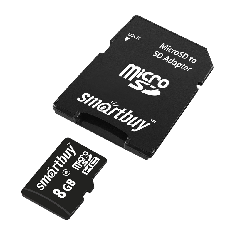 Карта памяти microSD Smartbuy 8GB Class10 10 МБ/сек с адаптером