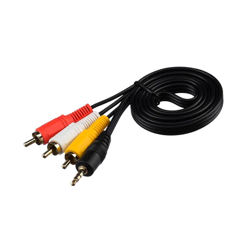 Кабель AUX GoPower Jack 3.5mm (m)-3xRCA (m) 1.0м ПВХ черный Premium Zip-Lock c подвесом (1/200)