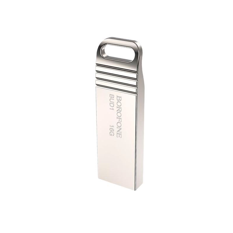 Флеш-накопитель Borofone Nimble BUD1 16GB USB2.0 металл серебряный (1/40/320)