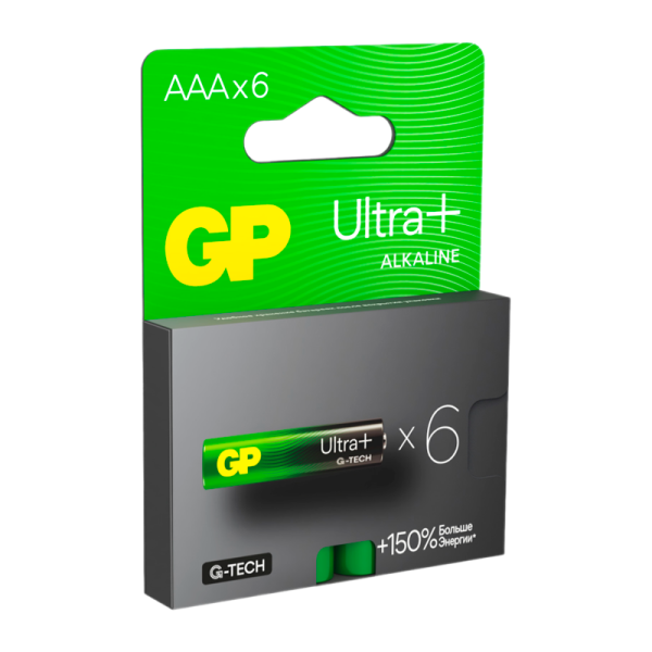 Батарейка GP ULTRA PLUS G-tech LR03 AAA BL6 Alkaline 1.5V (6/96/768)