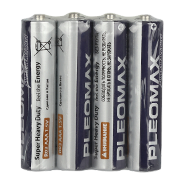 Батарейка Pleomax Super R03 AAA Shrink 4 Heavy Duty 1.5V (4/60/2400/57600)