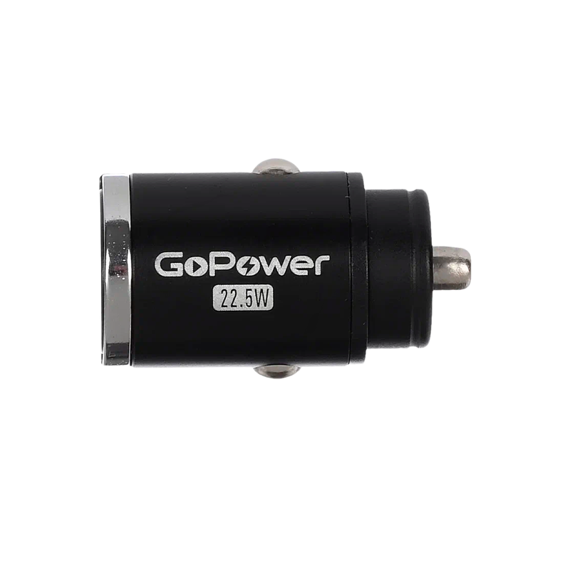 *Автомобильное З/У GoPower GPQC12 1USB+1Type-C 22.5W Mini черный (1/100)