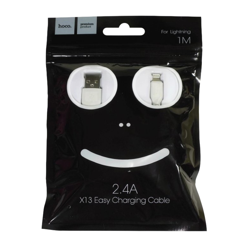 Кабель HOCO X13 USB (m)-Lightning (m) 1.0м 2.4A ПВХ белый (1/36/360)