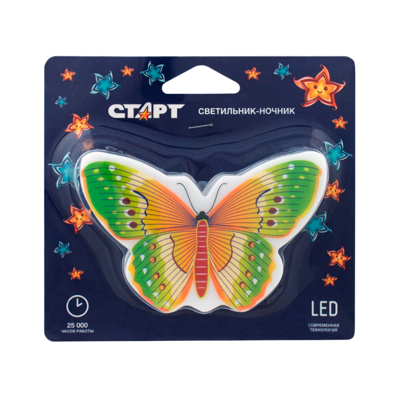 Ночник Старт "Бабочка" NL 3LED желтый