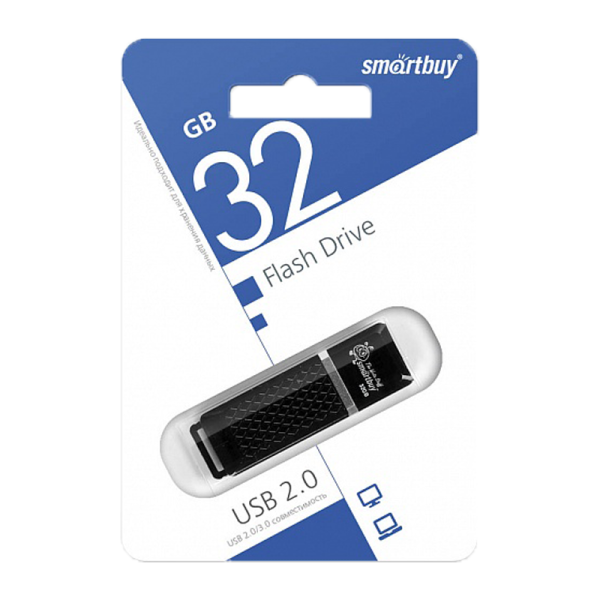 Флеш-накопитель Smartbuy Quartz 32GB USB2.0 пластик черный