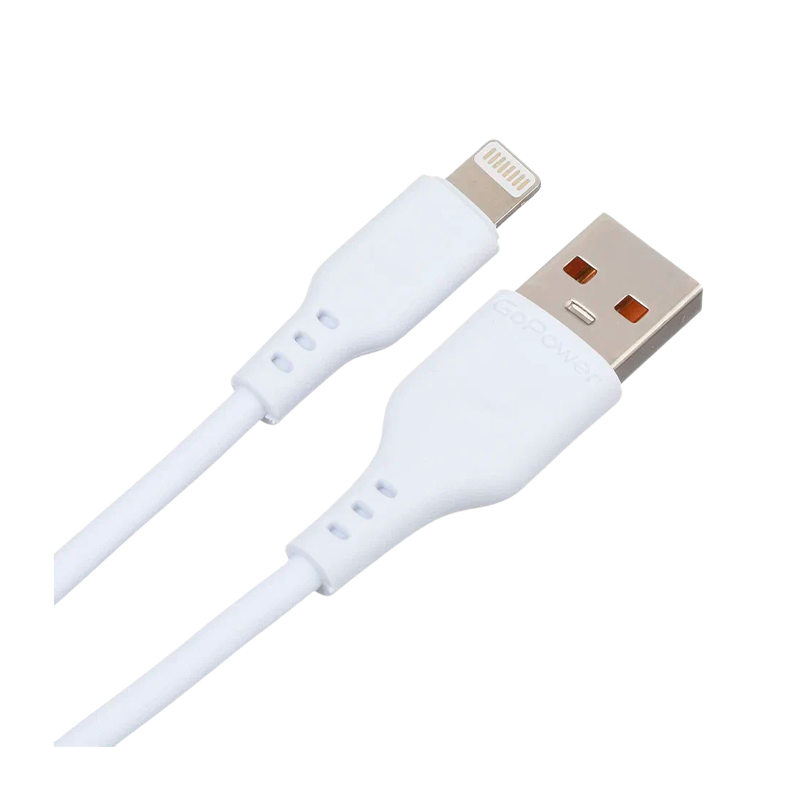 *Кабель GoPower GP01L USB (m)-Lightning (m) 1.0м 2.4A ПВХ белый (1/200/800) 