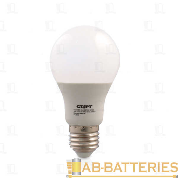 Лампа светодиодная Старт E27 7W 3000К 220-240V шар Eco матовая (1/10/100)