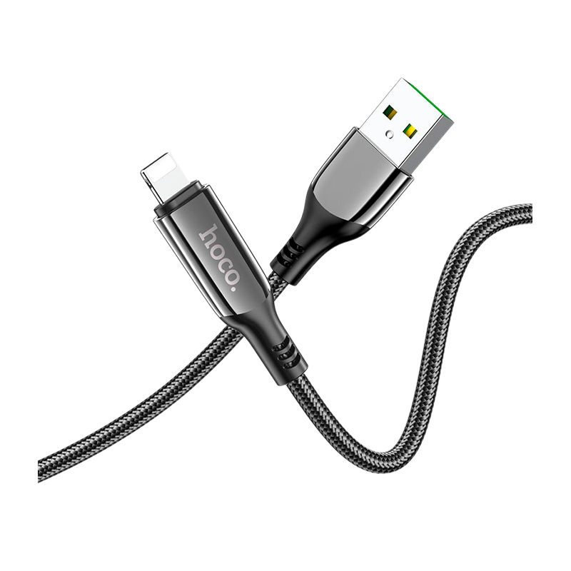 Кабель HOCO S51 Lightning (m)-Type-C (m) 1.2м 2.1A 20W нейлон дисплей черный (1/16/160)