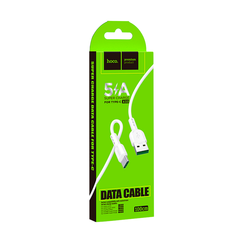 Кабель HOCO X33 USB (m)-Type-C (m) 1.0м 5.0A ПВХ белый (1/33/330)
