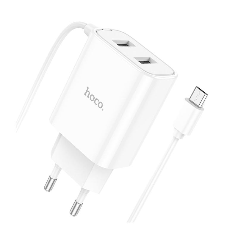 Сетевое З/У HOCO C103A 2USB microUSB (m) 2.1A белый (1/13/130)