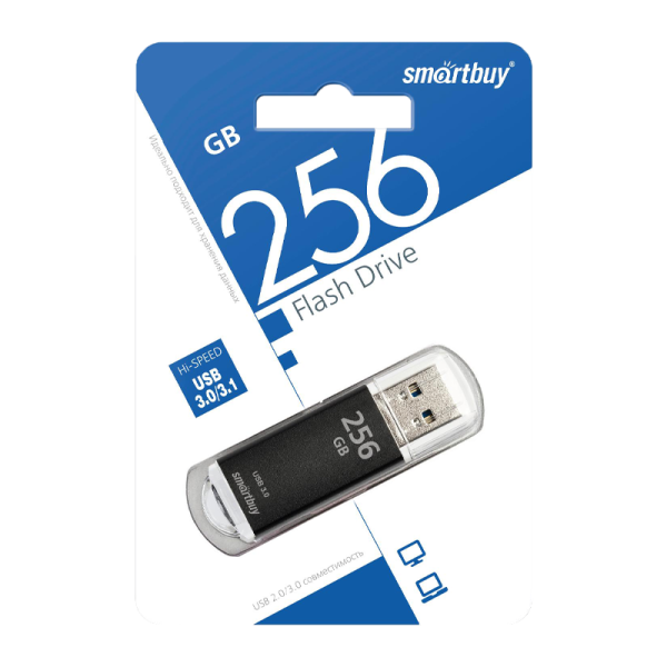 Флеш-накопитель Smartbuy V-Cut 256GB USB3.0 пластик черный