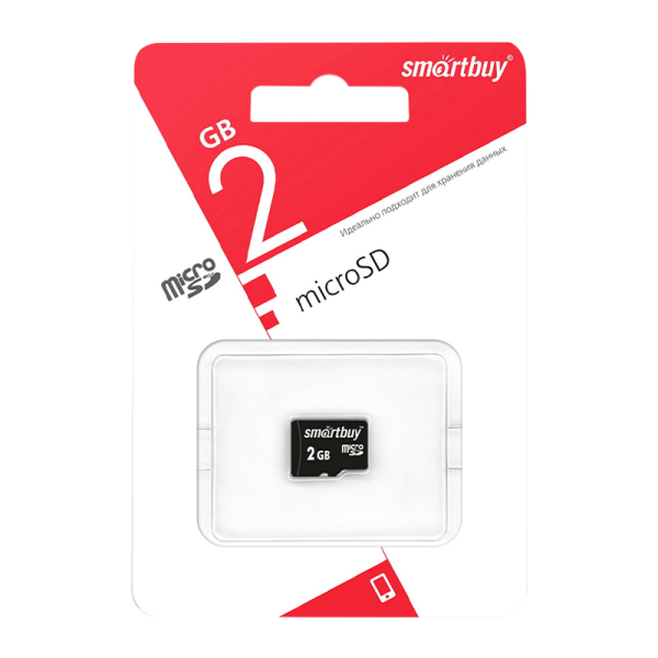 Карта памяти microSD Smartbuy 2GB Class4 10 МБ/сек без адаптера
