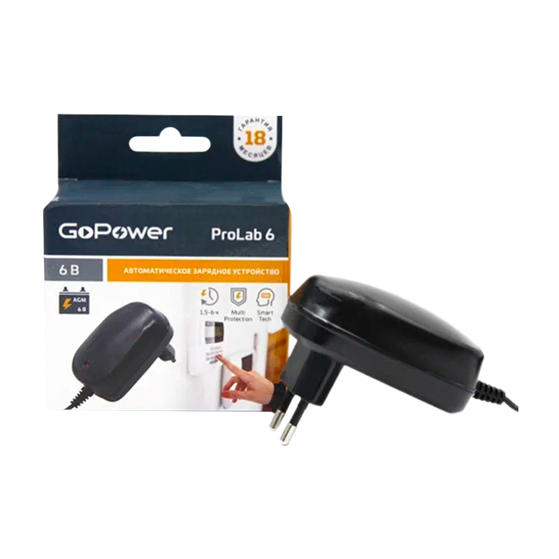 З/У для свинцово-кислотных аккумуляторов 6V GoPower ProLab 6 1.0A (1/100)