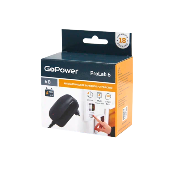 З/У для свинцово-кислотных аккумуляторов 6V GoPower ProLab 6 1.0A (1/100)