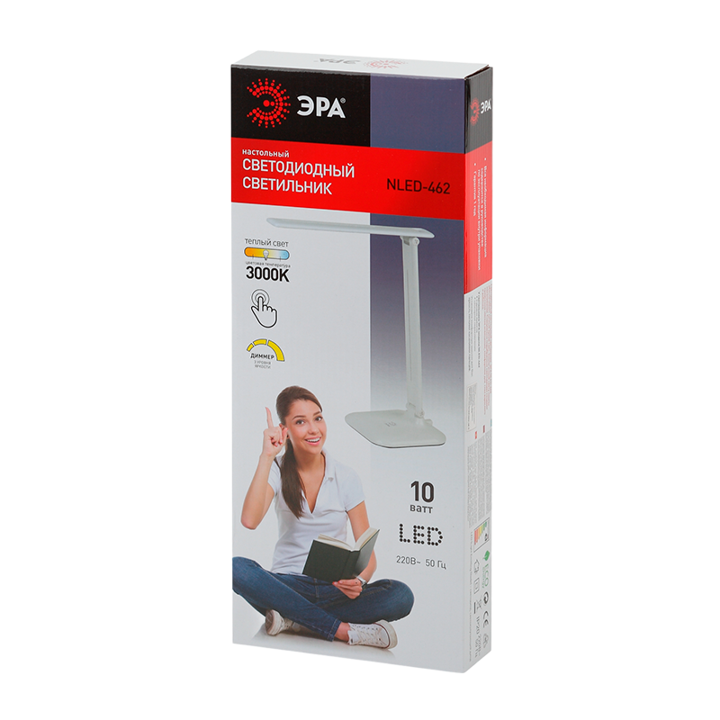 Светильник настольный ЭРА NLED-462 10W 220V 30LED на основании сенс. 3 ур.ярк. белый (1/22)