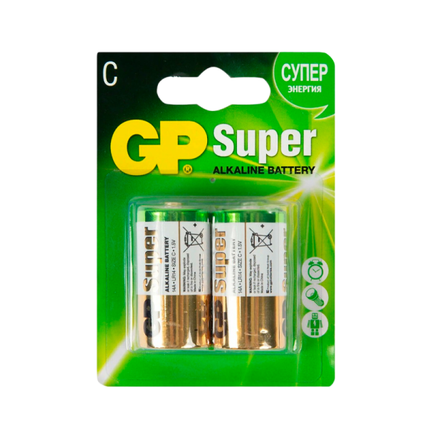 Батарейка GP Super LR14 C BL2 Alkaline 1.5V (2/20/160) R