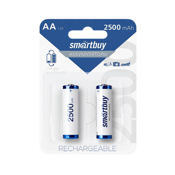 Аккумулятор бытовой Smartbuy HR6 AA BL2 NI-MH 2500mAh (2/24/240)
