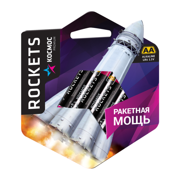 Батарейка Космос ROCKETS LR6 AA BL4 Alkaline 1.5V (4/24/240)