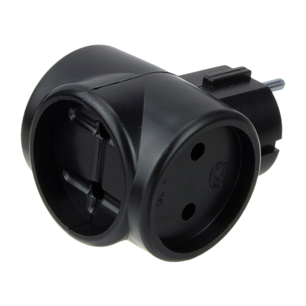 Разветвитель Toker 3Т 3р.Б/З черный (1/120)