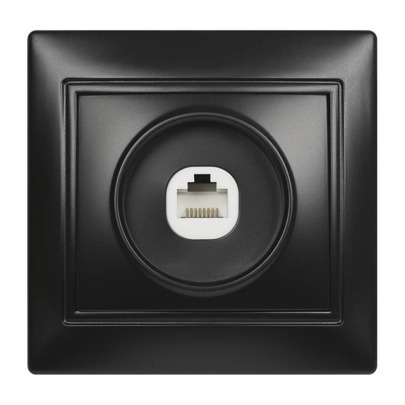 Розетка Smartbuy компьютерная RJ-45 1-местная черная "Венера"
