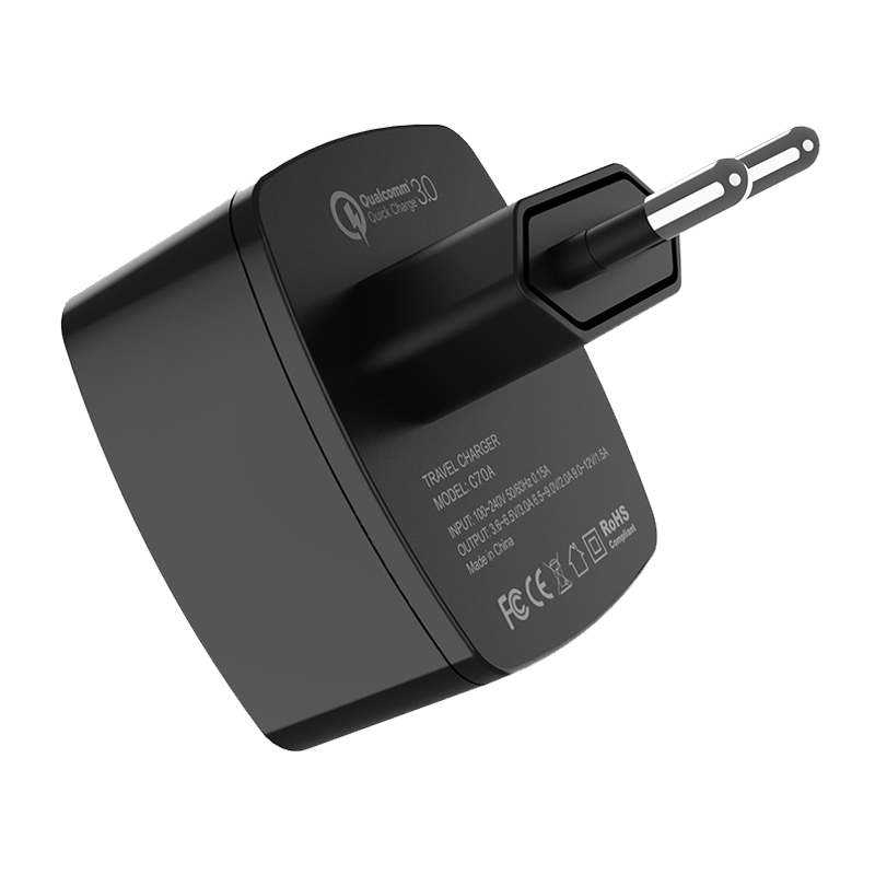 Сетевое З/У HOCO C70A 1USB 3.0A QC3.0 черный (1/72)