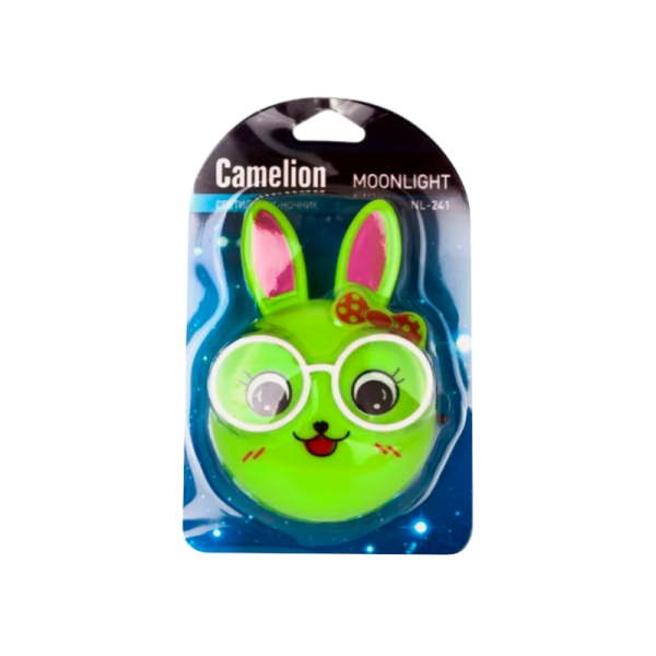 Ночник Camelion NL-241 "Зайцы очкарики" 1LED 0.5W 4.5V в розетку зеленый (1/24/72)