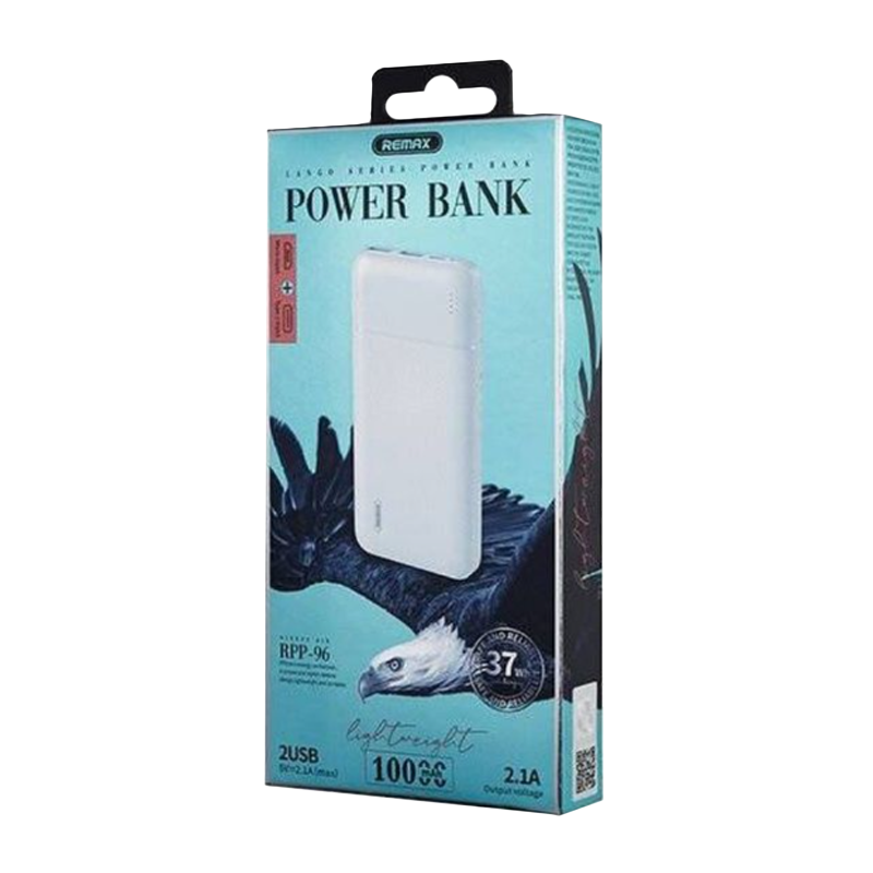 Внешний аккумулятор Remax RPP-96 10000mAh 2USB/Type-C белый (1/24)