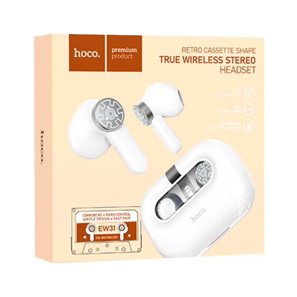 Наушники вставные HOCO EW31 bluetooth 5.3 с микр. белый (1/20/200)
